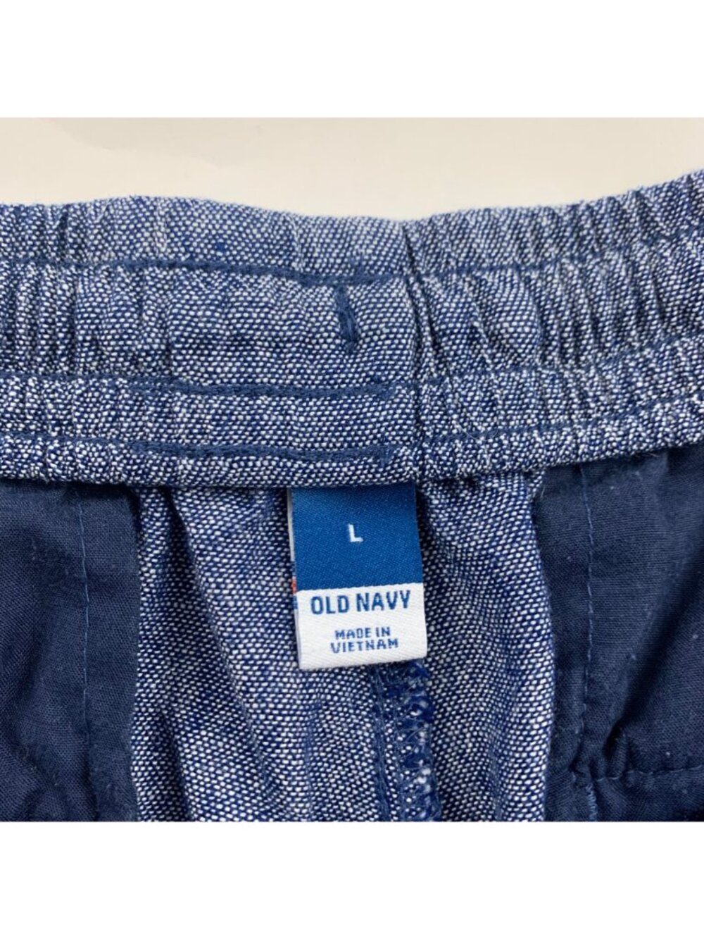 Old Navy Blue Chambray Linen Blend High Rise Slim Leg Ankle Pant L - Picture 5 of 8